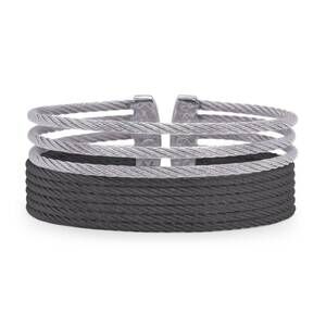 NEW ALOR women's faux stack cuff bracelet in grey & black